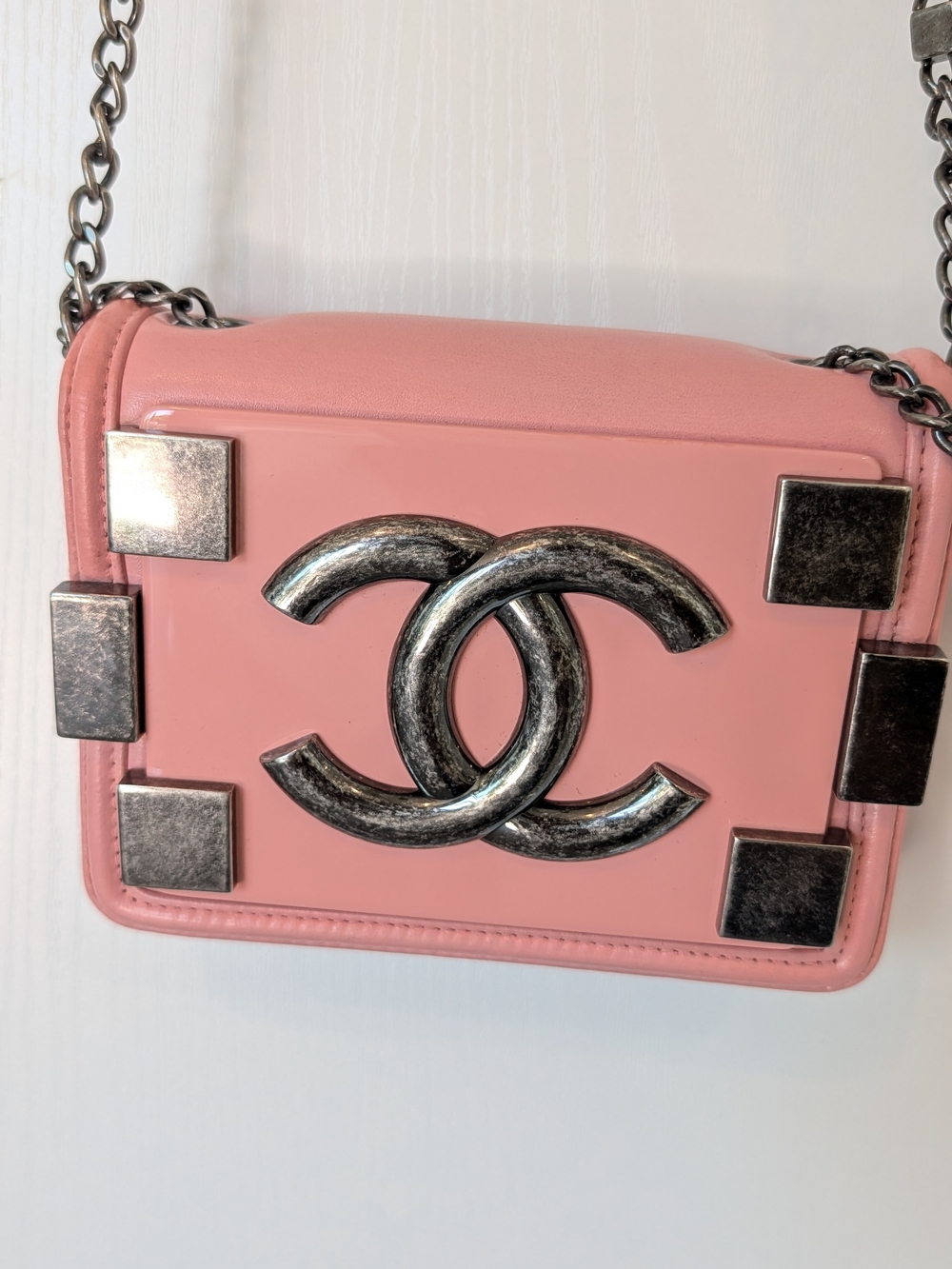 Chanel Brick Lego Pink Leather Boy Mini Flap Bag